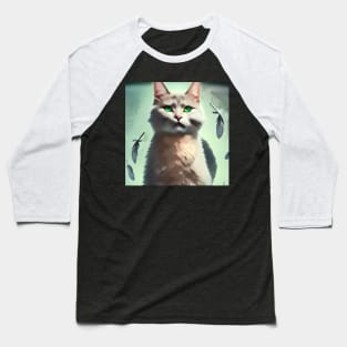 Cool Cat with piercing blue eyes Baseball T-Shirt